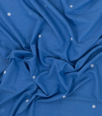 Blue Handwoven Bengal Cotton Saree With Coin Buttas-BG1521