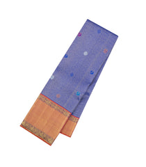 Dark Blue Handloom Kanchipuram Silk Saree With Annam Motifs-KA16735