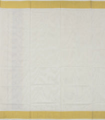 Off White Handloom Kerala Cotton Saree With Zari Border-KEC1041