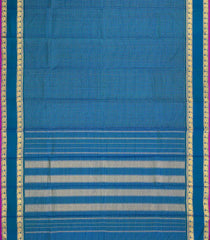 Blue Handloom Kanchipuram Silk Saree With Zari Checks-KA15712