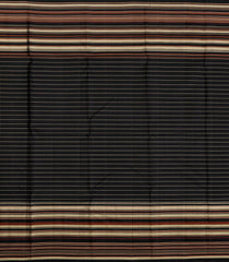 Black Handloom Kanchipuram Silk Saree With Zari Checks-KA15235