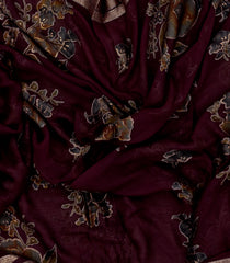 Maroon Printed Synthetics Brasso Saree With Floral Motifs-BL5310
