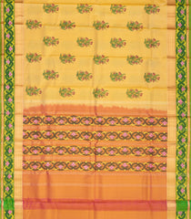 Sandal Woven Hand Painted Silk Saree With Meena Floral Motifs-KA13298
