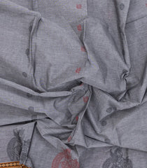 Grey Woven Chettinad Cotton Saree With Buttas-CN1903