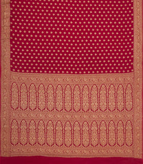 Red Handloom Banarasi Khaddi Georgette Silk Saree With Floral Motifs-BE1787