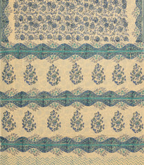 Cream Printed Jaipur Cotton Saree With Printed Floral Motifs-JC1763
