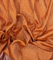 Rust Handloom Kanchipuram Silk Saree With Meena Floral Motifs-KA14748