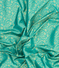 Turquoise Woven Art Dupion Saree With Floral Zari Motifs-BL5903