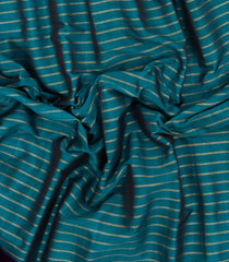Teal Handloom Gadwal Silk Cotton Saree With Stripes-GA0398