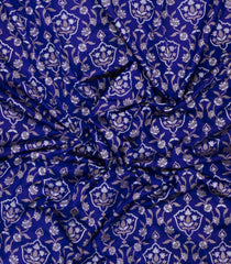 Dark Blue Handloom Banarasi Silk Saree With Meena Floral Motifs-BE1768