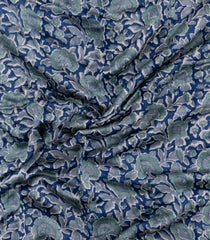 Indigo Printed Chanderi Cotton Saree With Zari Border-CC1553