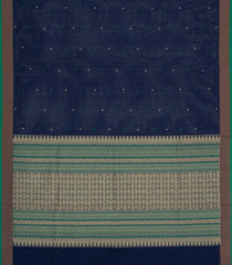 Midnight Blue Handloom Village Cotton Saree With Buttas-VC1663