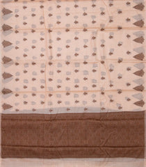 Light Peach Woven Tussar Silk Saree With Floral Buttas-TU2970