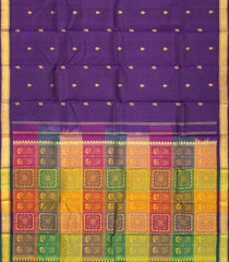 Purple Handloom Kanchipuram Silk Saree With Buttas & Bomkai Pallu-KA13268