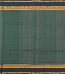 Bottle Green Handloom Silk Cotton Saree With Checks-SC4374