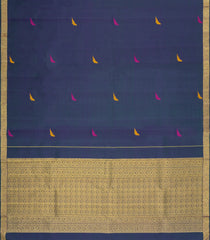 Navy Blue Handloom Kanchipuram Silk Saree With Meena Buttas-KA15310