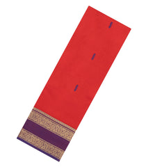 Red Woven Chettinad Cotton Saree With Buttas & Contrast Border-CN1921