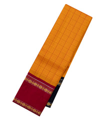 Mango Yellow Handloom Korvai Kanchipuram Silk Saree With Ganga Jamuna Border - KA14620