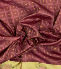 Chestnut Pink Handloom Korvai Kanchipuram Silk Saree With Green Floral Border-KA16713