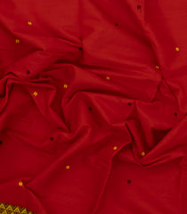 Red Handloom Bengal Cotton Saree With Plus Buttas-BG1847