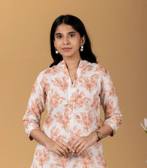 Off-White and Peach Casual Kurta-KR0852