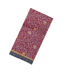Crimson Printed Pure Silk Saree With Floral Motifs-PS0769