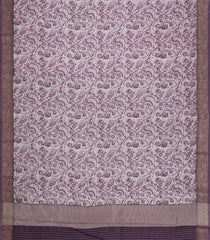 Lilac Printed Chanderi Cotton Saree With Bird Motifs & Zari Border-CC1655