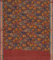 Grey Woven Tussar Silk Saree With Printed Goddess Motifs-TU3120