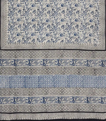Taupe Printed Jaipur Cotton Saree With Floral Motifs-JC1638