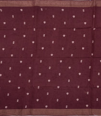 Burgundy Printed Tussar Silk Saree With Checks & Printed Pallu-TU3673