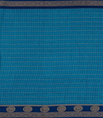 Cyan Printed Synthetics Dola with Zari Stripes & Contrast Border-BL5165
