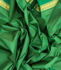 Green Handloom Kanchipuram Silk Saree With Zari Checks-KA13266