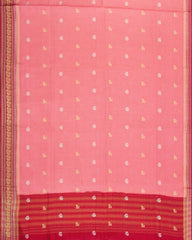 Light Peach Woven Blended Viscose Saree With Zari Checks & Buttas -BL5583