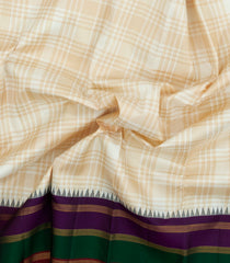 Off White Handloom Kanchipuram Silk Saree With Checks-KA15462
