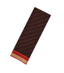 Black Woven Pure Silk Saree With Printed Geometric Motifs-PS0666