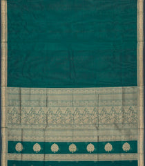 Dark Green Handloom Silk Cotton Saree With Zari Border-SC4548