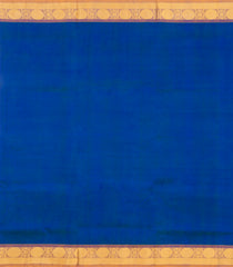 Blue Handloom 9 Yards Silk Cotton Saree With Contrast Border-SC4690