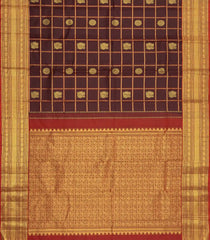 Maroon Handloom Kanchipuram Silk Saree With Zari Checks & Buttas-KA15872