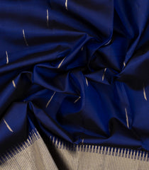 Dark Blue Handloom Kanchipuram Silk Saree With Jasmine Bud Buttas-KA13614