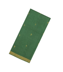 Green Woven Tussar Silk Saree With Mango Motifs & Zari Border-TU3534
