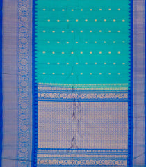 Turquoise Handloom Gadwal Silk Saree With Zari Checks & Buttas-GA0309