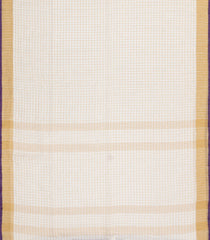 Off White Woven Linen Saree With Checks & Purple Selvage-LI0701