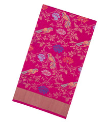 Pink Handloom Uppada Silk Saree With Meena Zari Motifs-UP0418