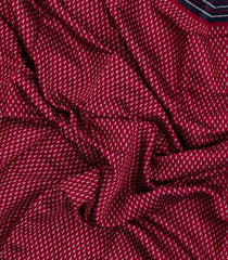Crimson Printed Chanderi Cotton Saree With Zari Border-BL5487