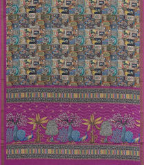 Pink Printed Art Linen Saree With Zari Border-BL6025
