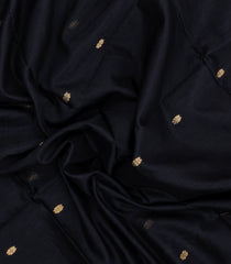 Black Handloom Maheswari Silk Cotton Saree With Buttas & Zari Border-SC4858