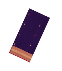 Dark Purple Handloom Maheswari Silk Cotton Saree With Buttas-SC4172