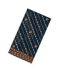 Blue Woven rnet Saree With Embroidered Floral Motifs-EN1862