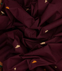 Maroon Handloom Kanchi Cotton Saree With Parrot Buttas