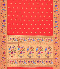 Red Handloom Paithani Silk Saree With Meena Border & Pallu-PA1127